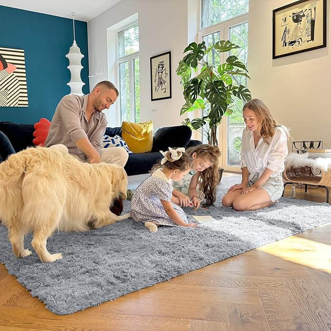 OLANLY Area Rugs for Living Room Bedroom, Machine Washable 4x5.9 ft Soft Fluffy - Image 5