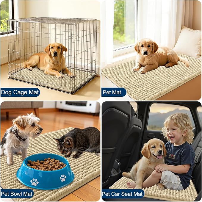 OLANLY Dog Door Mat for Muddy Paws 59x35, Ultra Absorbent Chenille Mud Doormat - Image 7