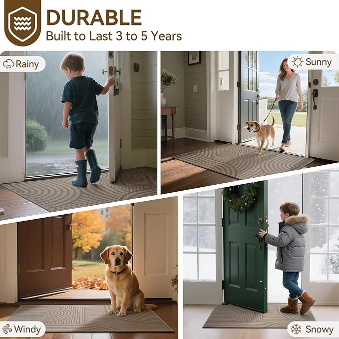 Front Door Mat 36'x59'', Absorbent Dirt Resist Washable Non Slip Low-Profile - Image 7