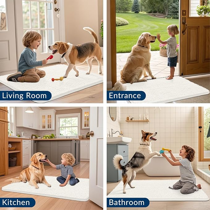 Smiry Dog Door Mat for Muddy Paws 36x24, Absorbent Dirt Trapper, Non-Slip - Image 7