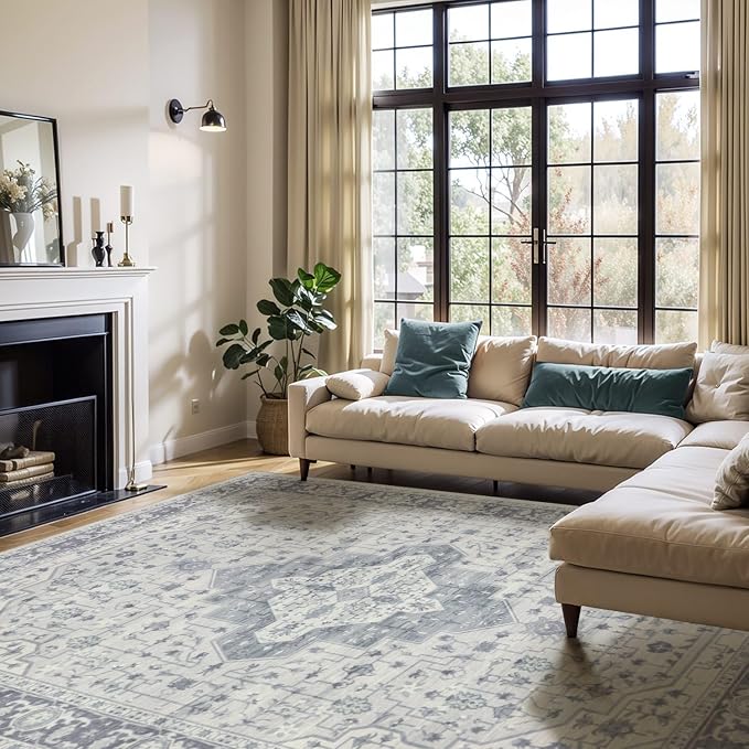 Rugxara 6x9 Washable Area Rug for Living Room, Vintage Large Boho Rugs for - Image 3