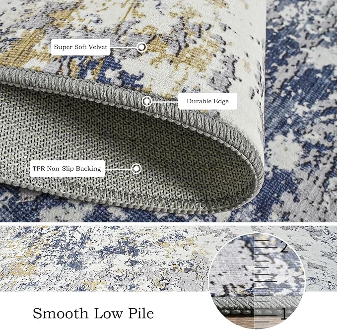 Toneed Abstract Area Rug Modern Washable Rug Soft Non Slip Rug Low Pile - Image 6