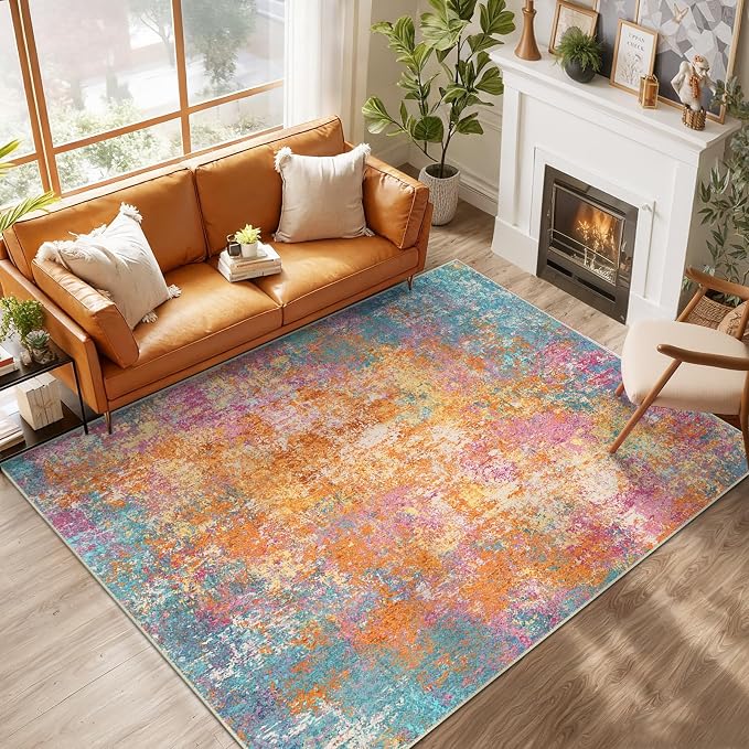 RELEANY Washable Area Rugs 6'x9' Non-Slip Modern Abstract Soft by RELEANY