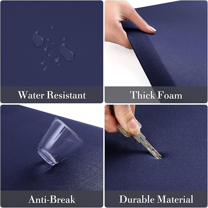 HappyTrends Kitchen Mat, 17.3"x28"+17.3"x60" Navy, Cushioned Comfort - Image 5