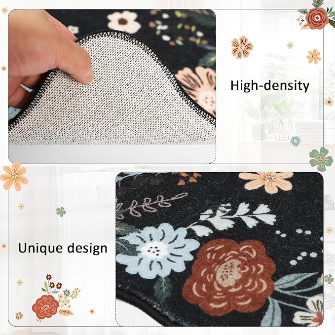 Homcomoda Kitchen Mats for Floor 3PC, Floral Washable Kitchen Rugs Non Slip - Image 5