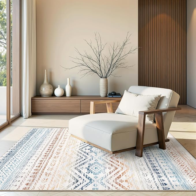 3x5 Washable Rug Moroccan Small Entryway Rug Non Slip Indoor Floor Carpet by Miukiki