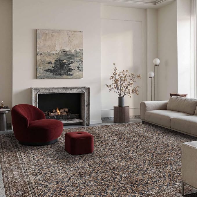 Latte&Fog 5x7 Area Rugs for Living Room, Vintage Taupe Brown Washable Rug - Image 3