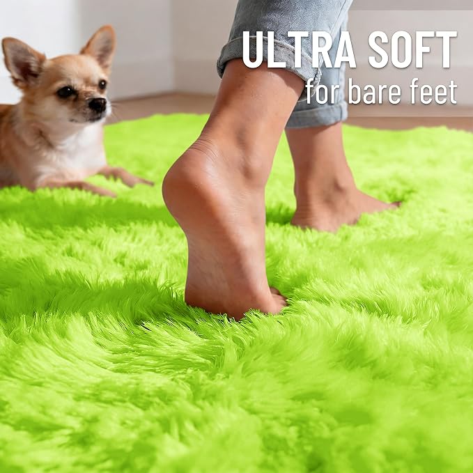 OLANLY 3x5 Machine Washable Small Bedside Rug, Soft Fluffy Shaggy Rugs - Image 4