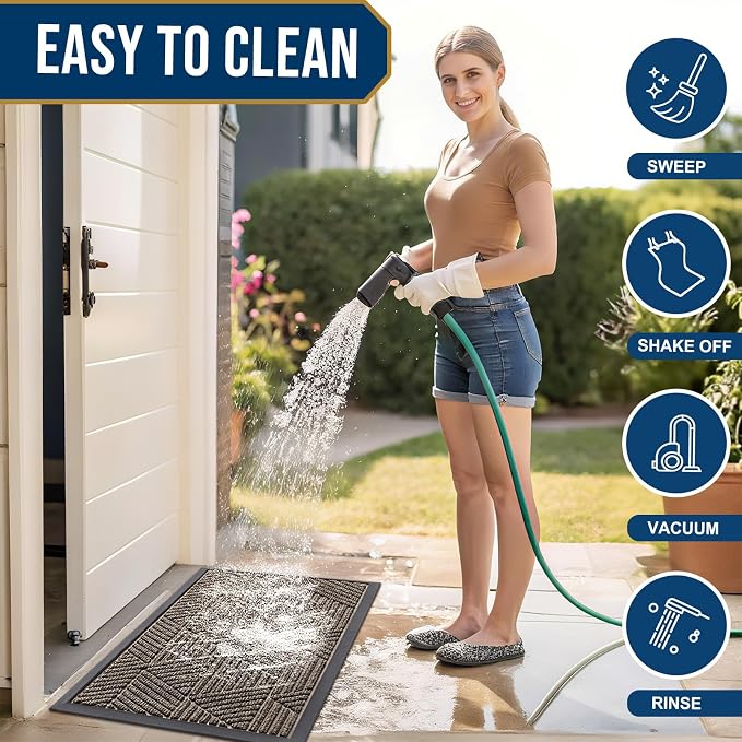 Smiry Front Door Mat Outside Entrance, Heavy Duty Sturdy Natural Rubber Doormat - Image 6