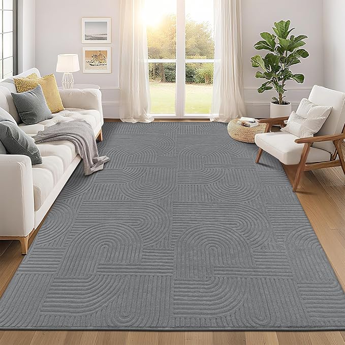 Pauwer 8x10 Washable Area Rugs for Living Room Modern Grey Solid Color Soft - Image 8