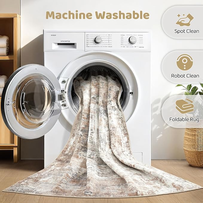 LOONGRUG 5x8 Area Rug Living Room: Machine Washable Large Abstract Soft Rugs - Image 2