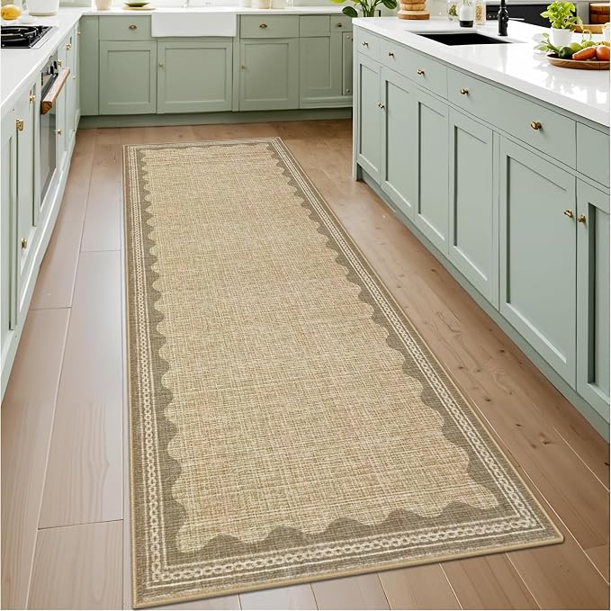 GarveeHome 2x6 Runner Rug for Hallway Washable Kitchen Rugs Non Slip Solid Tan by GarveeHome