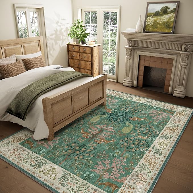 Washable Area Rugs for Living Room: 8x10 Bedroom Rug Vintage Area Rug Stain - Image 2