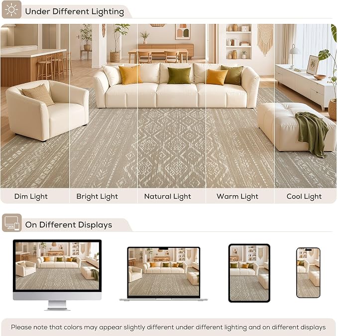 Nakagishi Area Rug Living Room Rugs: 8x10 Large Soft Machine Washable Boho - Image 9