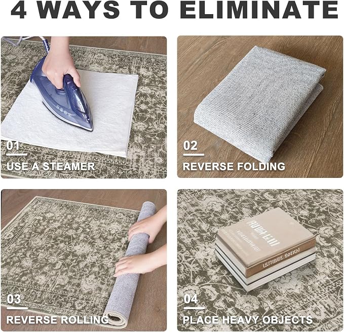 KILOCOCO Hallway Runner 2x5 Kitchen Runner Rug Printed Vintage Floral Washable - Image 4
