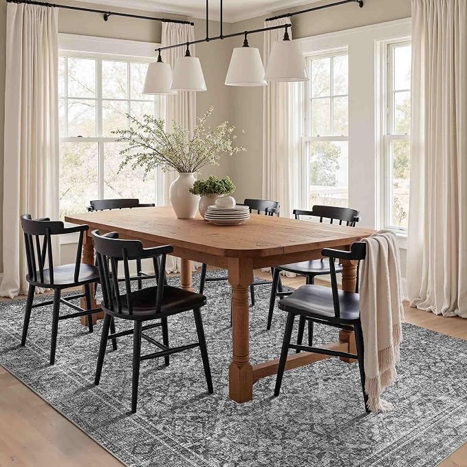 Latte&Fog 5x7 Area Rugs for Living Room Bedroom, Vintage Grey Washable Rug - Image 6