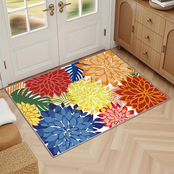 Arenarug 2x3 Colorful Washable Small Rug Tropical Botanical Modern Floral - Image 6