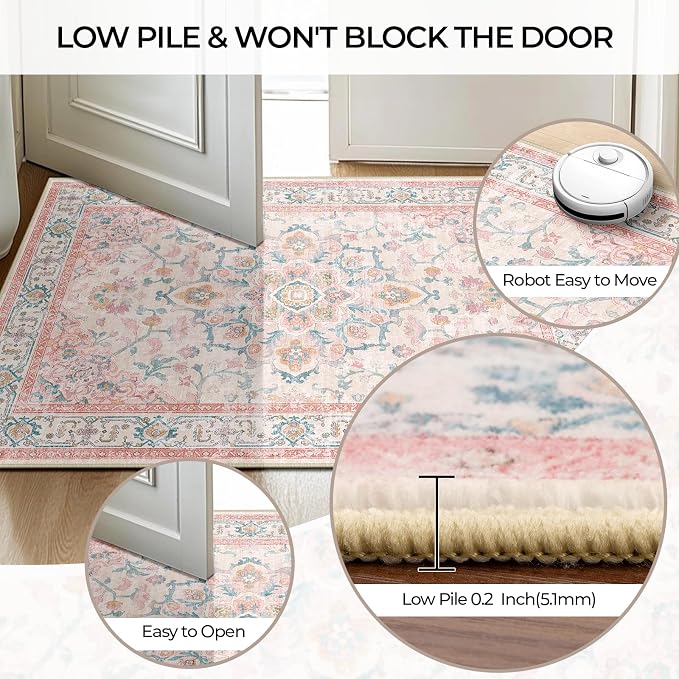 CAPALOCA Machine Washable Rugs Nursery Rug 3x5 Cute Girl Non Slip Low Pile - Image 6