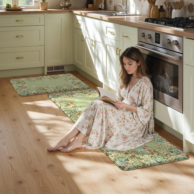 KIMODE Anti Fatigue Kitchen Mats 20"x59"+20"x32", Farmhouse Kitchen Rugs Sets - Image 8