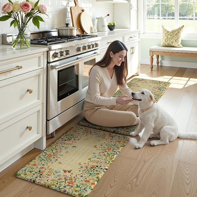 KIMODE Kitchen Mats Cushioned Anti Fatigue, Summer Farmhouse Flower Kitchen - Image 7