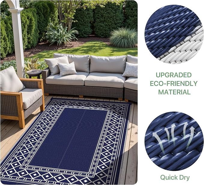 GENIMO Outdoor Rug Waterproof for Patio Decor, Camping Mats for Outdoor - Image 7
