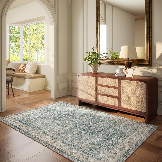 Machine Washable Entryway Throw Rug: Door Mat Indoor Entrance 3x5 Rug Boho - Image 2