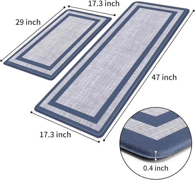 Mattitude Kitchen Mats Set of 2, Cushioned Anti-Fatigue Non-Skid Rug Sets - Image 2