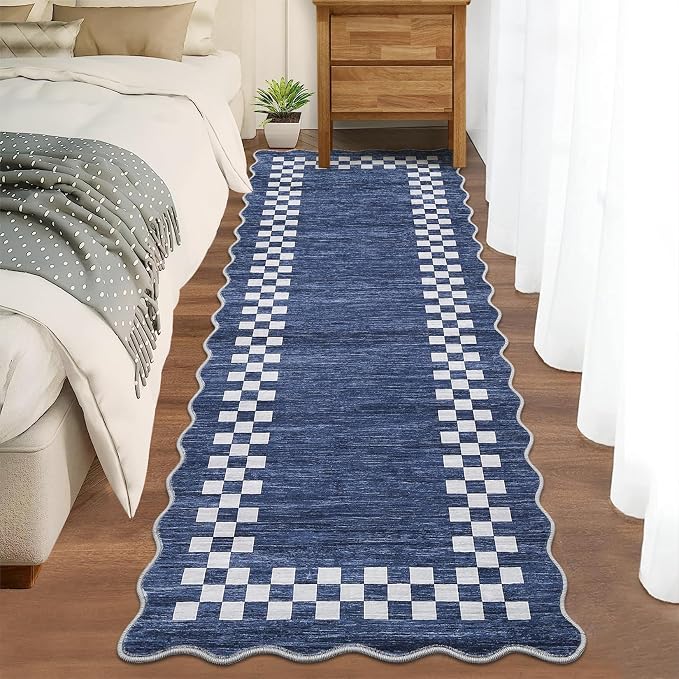 Washable Runner Rug 2x10 Modern Bordered Hallway Runner Rug Non Slip Kitchen - Image 2