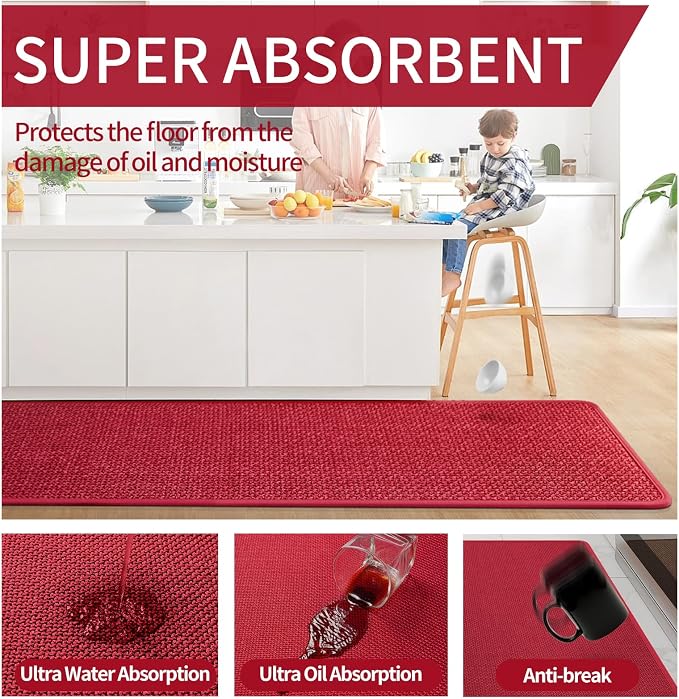 YDKGL Kitchen Rugs and Mats Non Skid Washable Set of 2 PCS, Absorbent Runner - Image 5