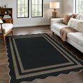 Scalloped Modern Easy Jute Carpet, 4x6 Outdoor Patio Washable Area Rug by LORWER