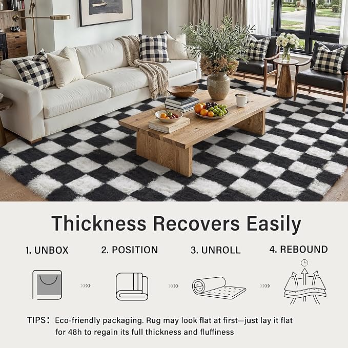 PureCozy Checkered Rug 9x12 for Living Room - Image 5