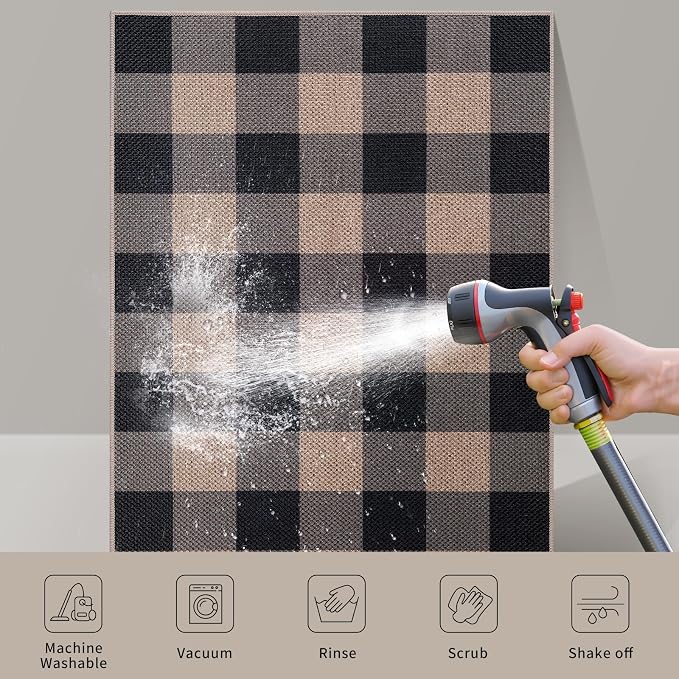 Tangsoo Checkered 4x6 Washable Easy Jute Area Rug - Image 5
