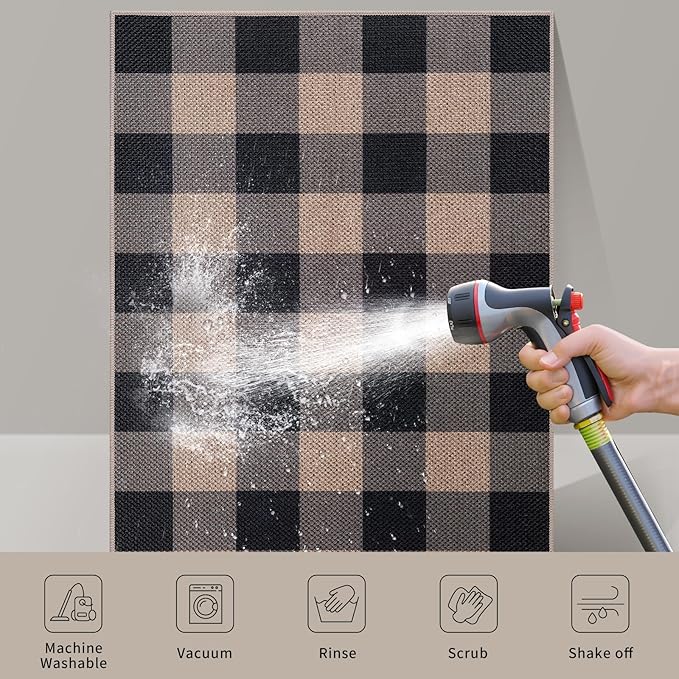 Tangsoo Checkered Easy Jute Rug 5x7 Large Washable Area Rug - Image 3