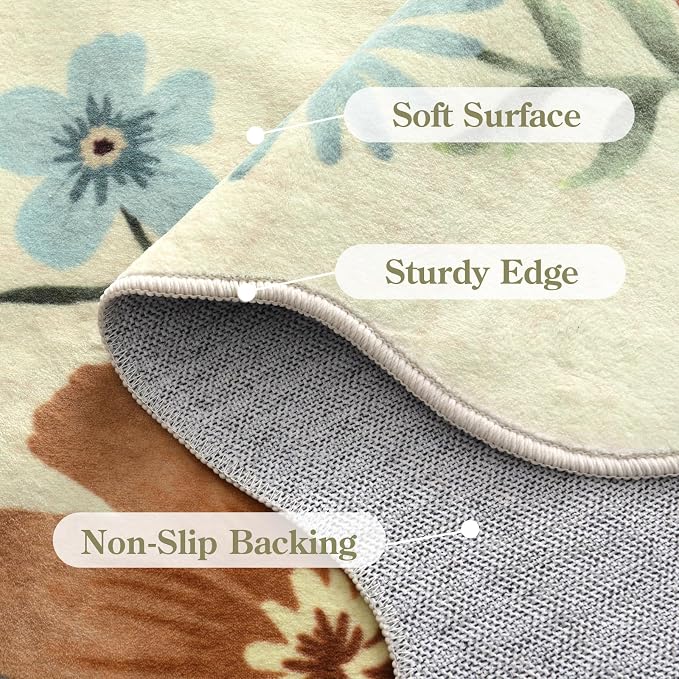 Lahome Floral Entryway Rug, 2x4 Washable Kitchen Rugs Non Slip Ultra-Thin - Image 7