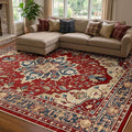 RELEANY Area Rugs 7'x9' Washable Non-Slip, Floral Vintage Distress Medallion by RELEANY