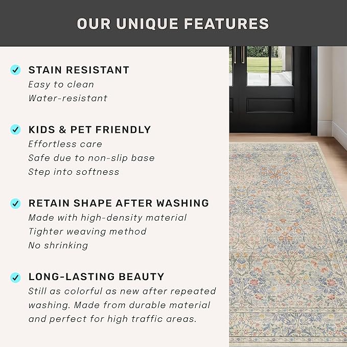 Washable Dining Room Rugs, 6x9 Area Rug - Image 7