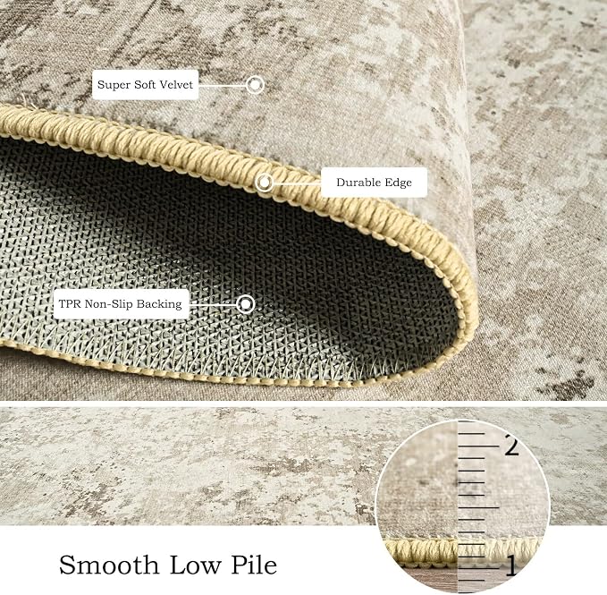 Toneed Abstract Area Rug 7x9 Modern Washable Rug Soft Non Slip Rug Low Pile - Image 5