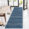 Lahome Moroccan 2x5 Washable Blue Runner Rug, Non-Slip Low-Pile Stain Resistant by Lahome