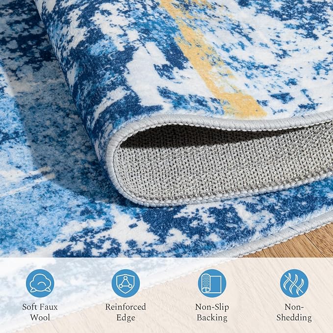 Rugflix 5x7 Area Rugs for Living Room, Washable Large Rug Stain-Resistant Low - Image 7