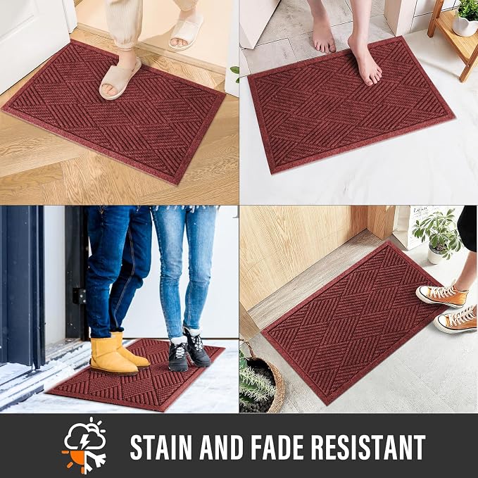 HIYARD Sturdy Front Door Mat, Absorbent Muddy Dirt Resist Welcome Door Mats - Image 5