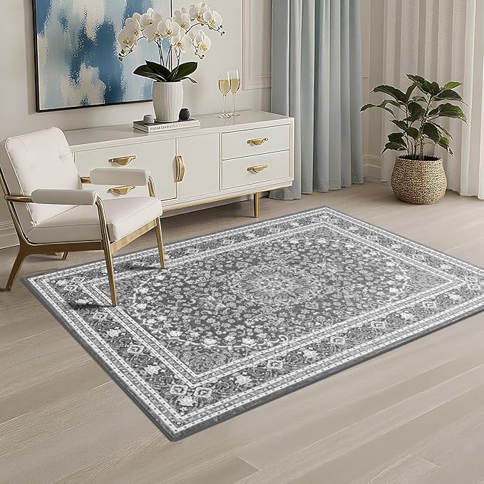 Lessymo 4 x 6 Area Rugs for Living Room- Machine Washable Area Rugs Boho Faux by Lessymo