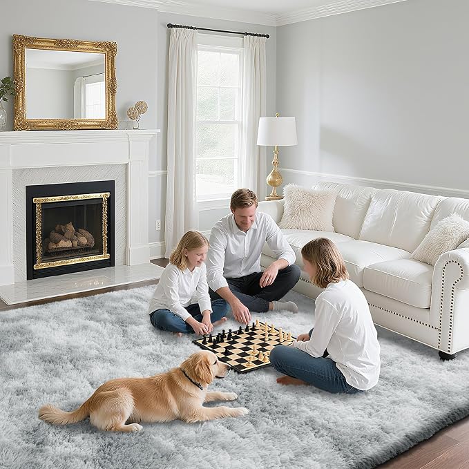 yongyangjuxin Fluffy Rug Shag Area Rug, Gradual Grey 10x14 Area Rugs - Image 4