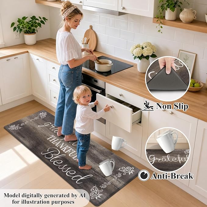 HEBE Anti Fatigue Kitchen Rugs Set of 2, Non Slip Cushioned Kitchen Mats - Image 4