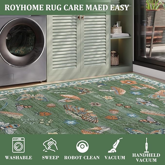 Mushroom Washable 8x10 Rug for Living Room Non Slip 8 x 10 Rug for Bedroom - Image 6