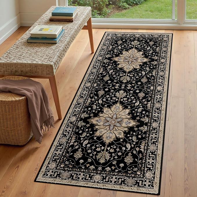RELEANY Area Rugs Runner 3'x8' Washable Non-Slip, Floral Vintage Distress - Image 3