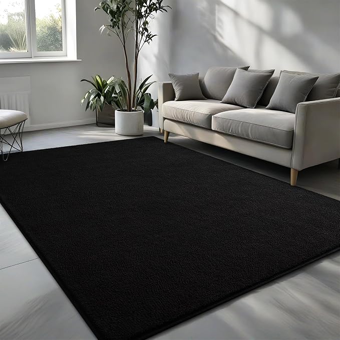 Pettop 5x7 ft Black Area Rugs for Bedroom Living Room, Washable Memory Foam - Image 2
