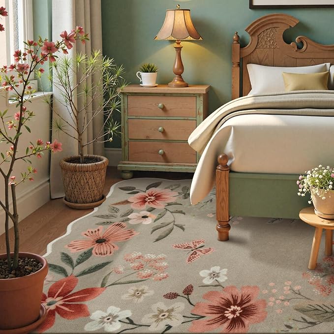 Lahome Floral Washable 6x9 Area Rugs, Soft Bedroom Rug - Image 3