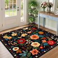 RELEANY Floral Square 5ft Area Rugs Washable Print Boho Cute Carpet Non Slip by RELEANY
