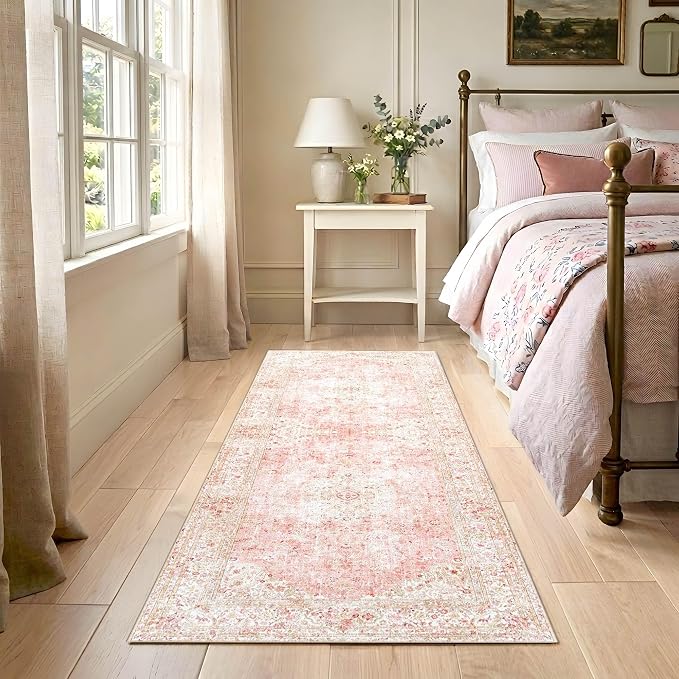 Latte&Fog 2x6 Washable Runner Pink Rugs, Non Slip Runner Rug - Image 4