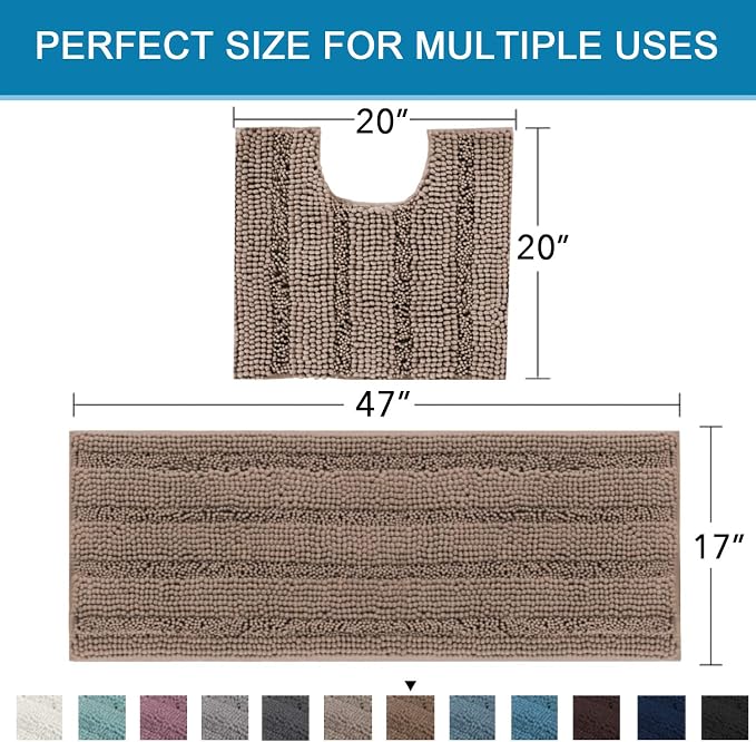 H.VERSAILTEX Bathroom Rugs Bath Rug Set 2 Piece Bathroom Contour Rug Toilet Mat - Image 2